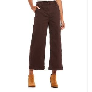 Alex Marie Leonna Lux Zip Front Wide Leg Length Chino Crop Pants
